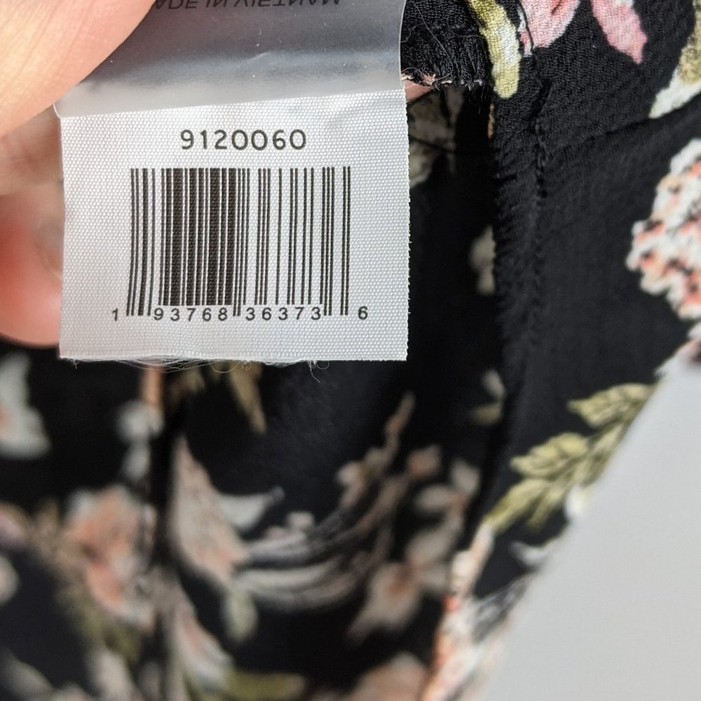 Vince Camuto Black Bouquet Plains Chiffon Blouse - Picture 8 of 9